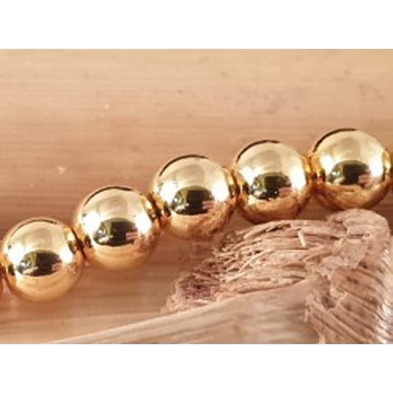 Blutsteinkette Gold (Hämatit) 6mm