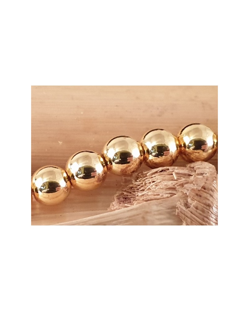Blutsteinkette Gold (Hämatit) 6mm