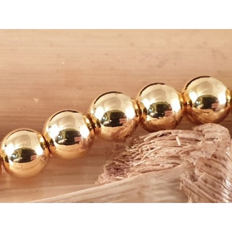 Blutsteinkette Gold (Hämatit) 6mm
