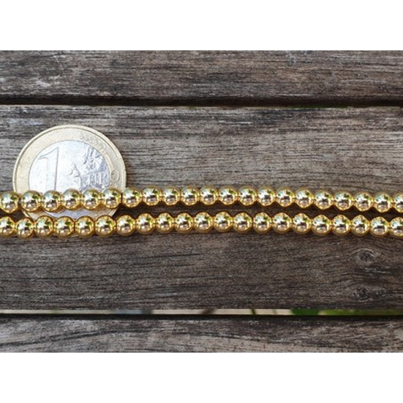 Blutsteinkette Gold (Hämatit) 4mm