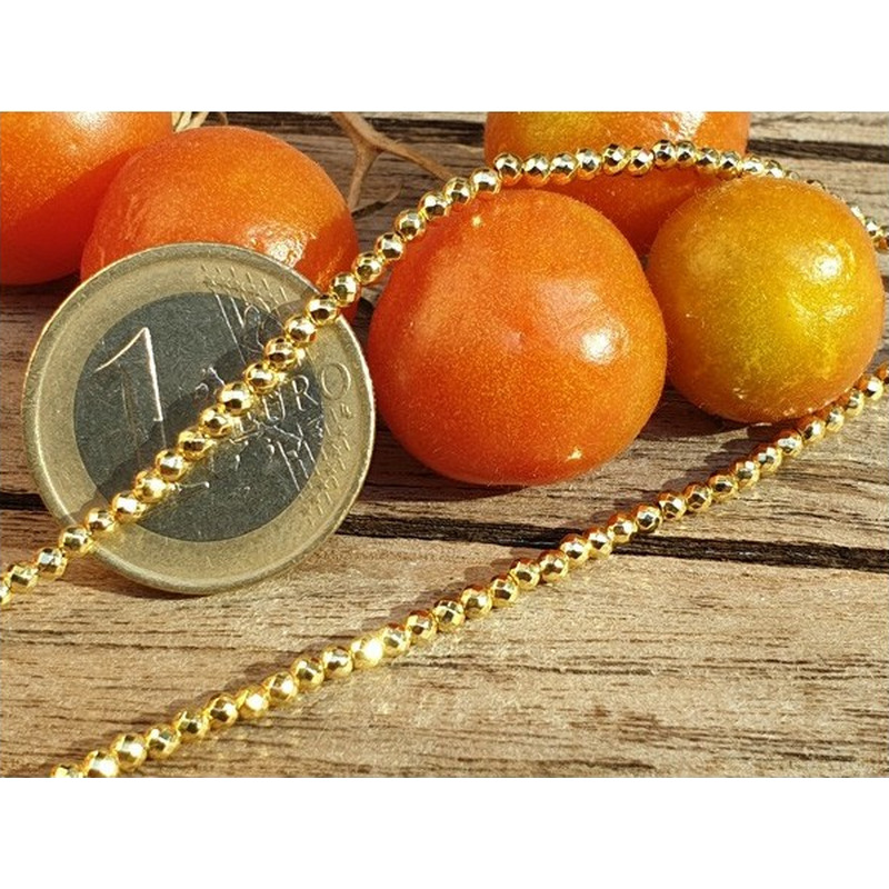 Blutsteinkette Gold (Hämatit) 2mm facettiert