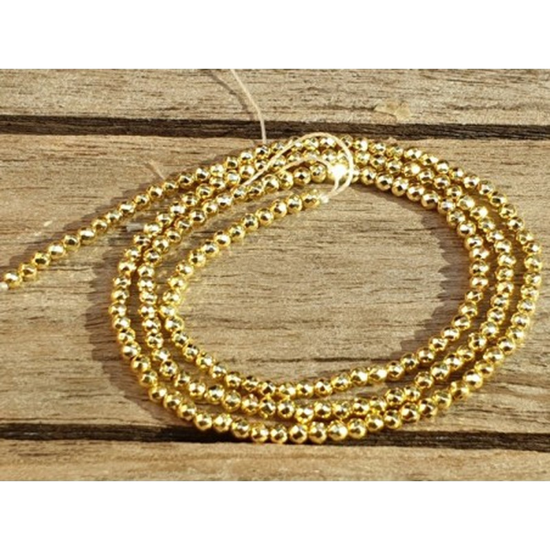 Blutsteinkette Gold (Hämatit) 2mm facettiert