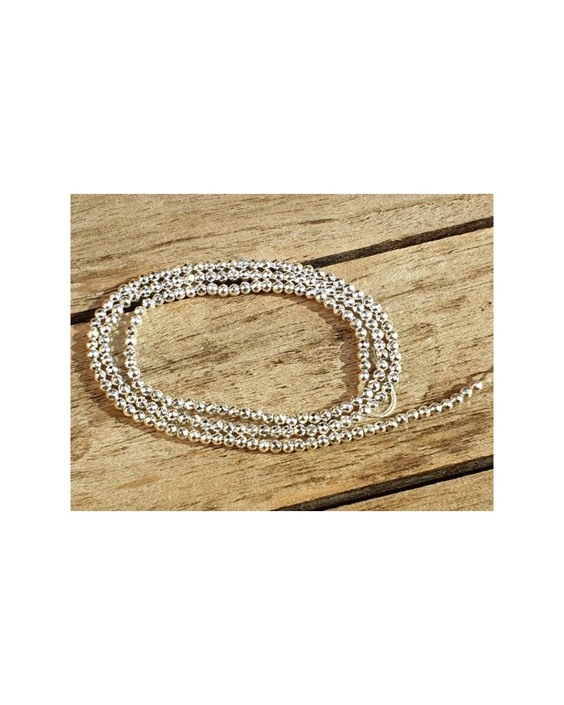 Blutsteinkette Silber (Hämatit) 2mm facettiert