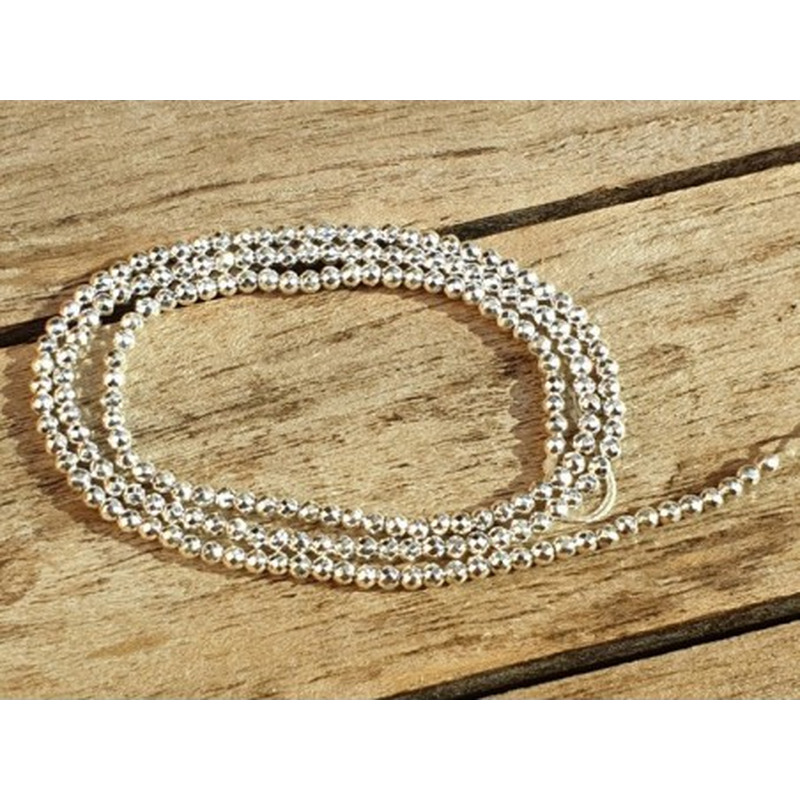 Blutsteinkette Silber (Hämatit) 2mm facettiert