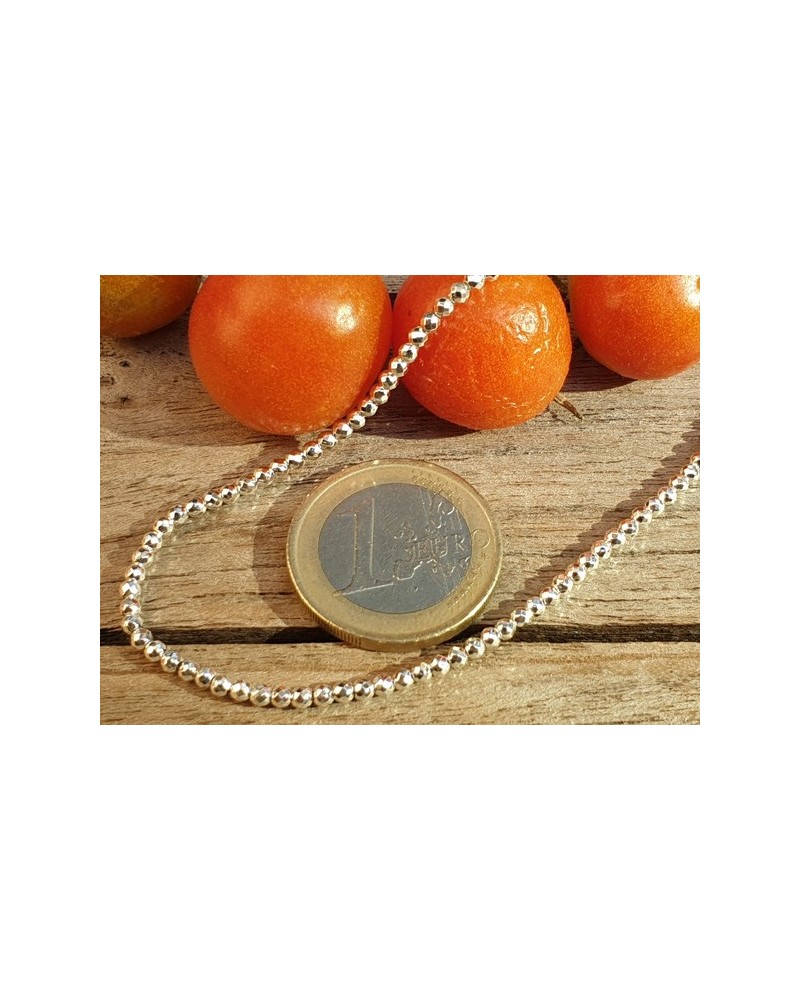 Blutsteinkette Silber (Hämatit) 2mm facettiert