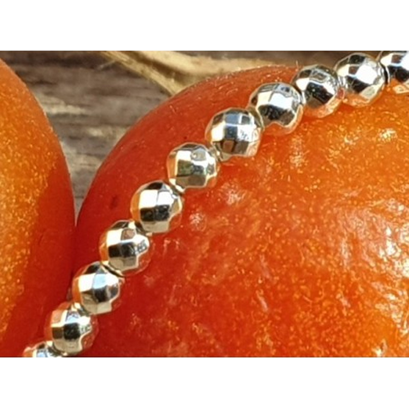 Blutsteinkette Silber (Hämatit) 2mm facettiert