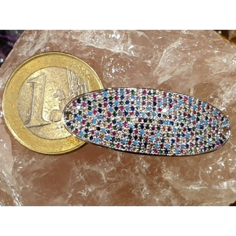 Zwischenteil-Link Strass 15x38mm, Messing silberfarben