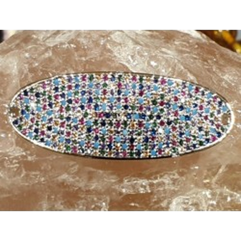 Zwischenteil-Link Strass 15x38mm, Messing silberfarben