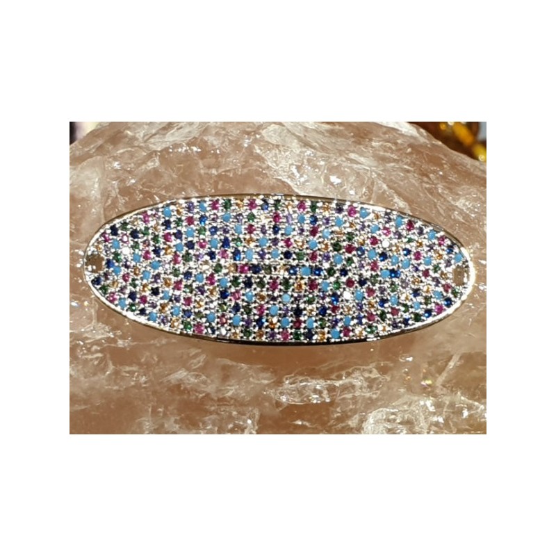 Zwischenteil-Link Strass 15x38mm, Messing silberfarben