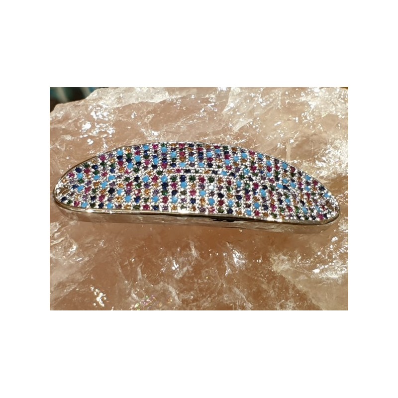Zwischenteil-Link Strass 15x38mm, Messing silberfarben