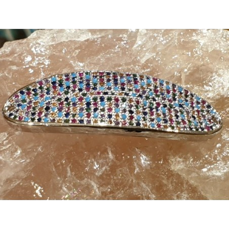 Zwischenteil-Link Strass 15x38mm, Messing silberfarben