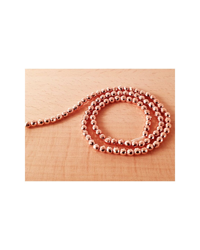 Blutsteinkette Rosegold (Hämatit) 4mm facettiert