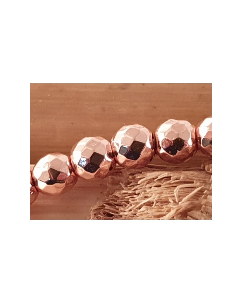 Blutsteinkette Rosegold (Hämatit) 4mm facettiert