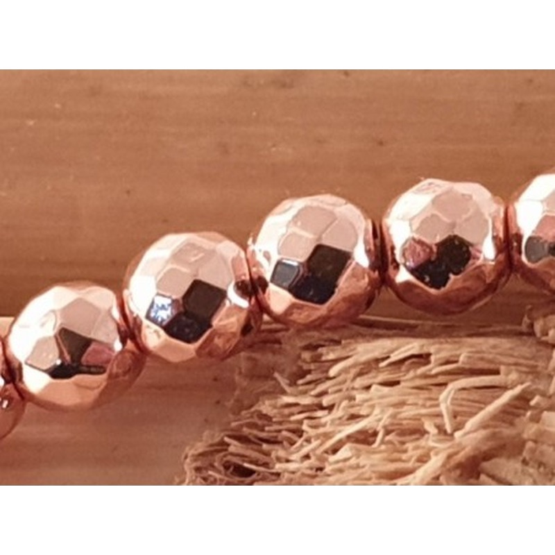 Blutsteinkette Rosegold (Hämatit) 4mm facettiert
