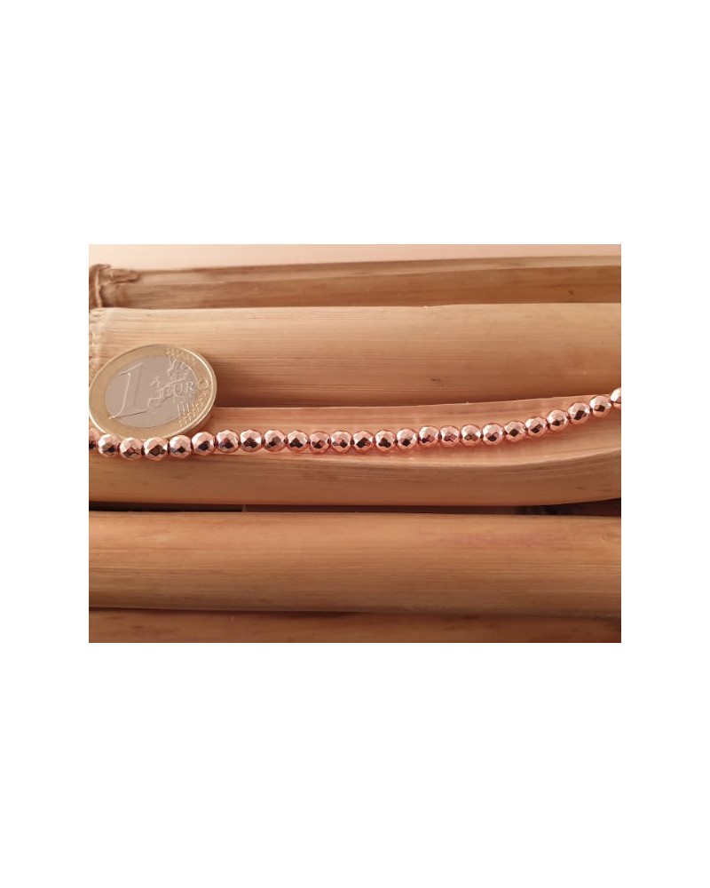 Blutsteinkette Rosegold (Hämatit) 4mm facettiert