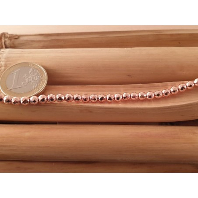 Blutsteinkette Rosegold (Hämatit) 4mm facettiert