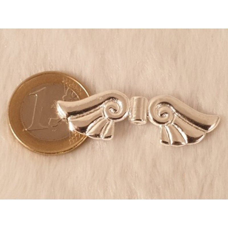 Zwischenteil, Engelsflügel 43mm, Metall silberfarben
