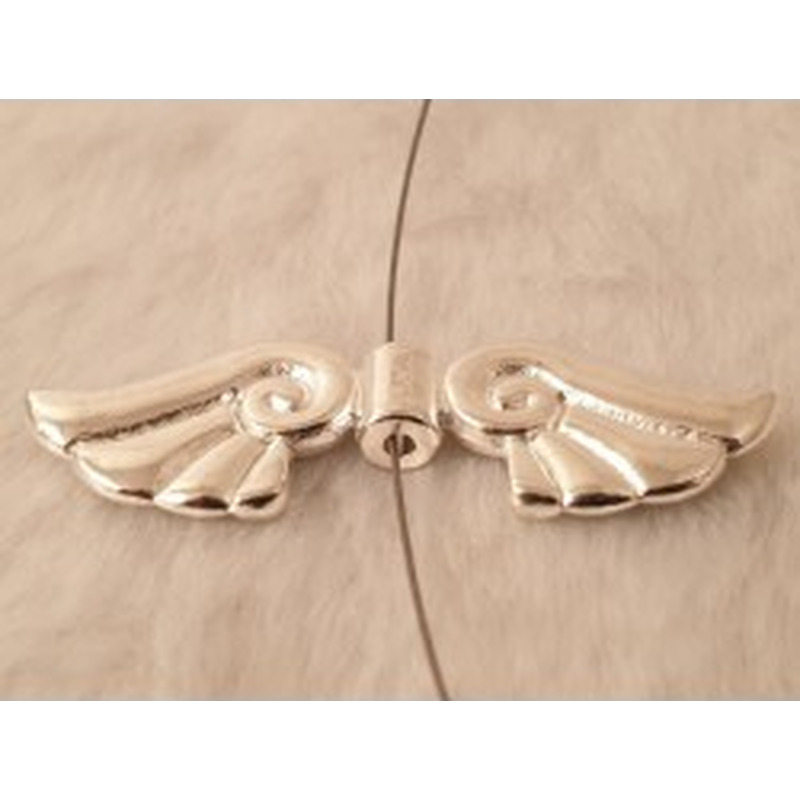 Zwischenteil, Engelsflügel 43mm, Metall silberfarben 2