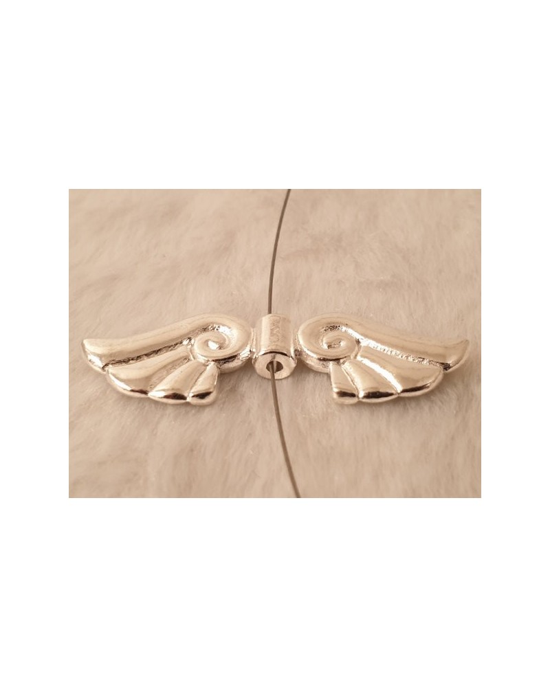 Zwischenteil, Engelsflügel 43mm, Metall silberfarben