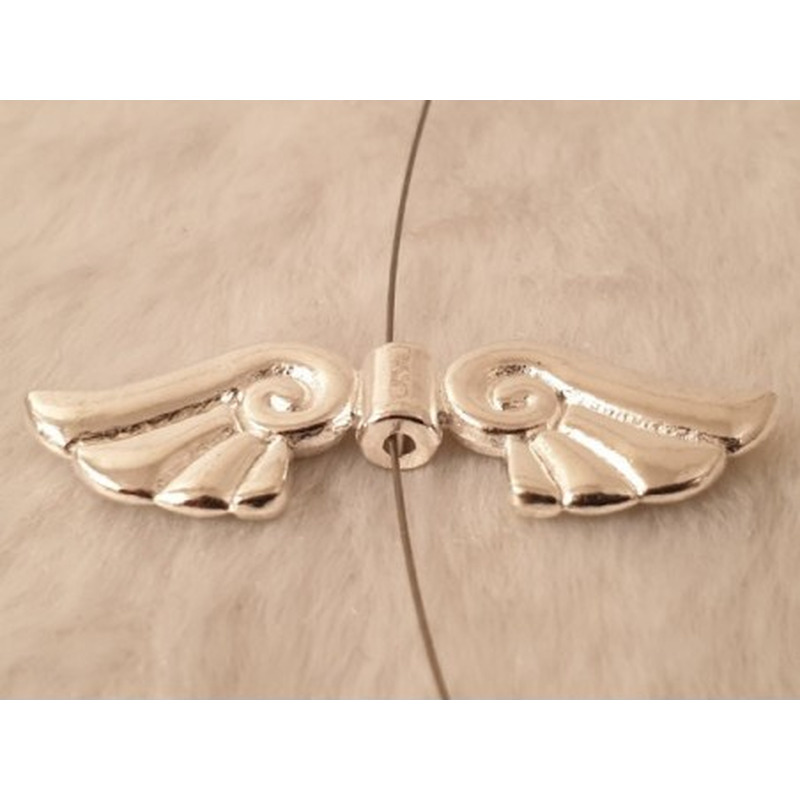 Zwischenteil, Engelsflügel 43mm, Metall silberfarben