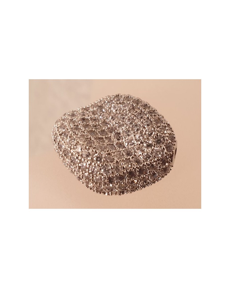 Zwischenteil Strass 17x20mm, Metall silberfarben