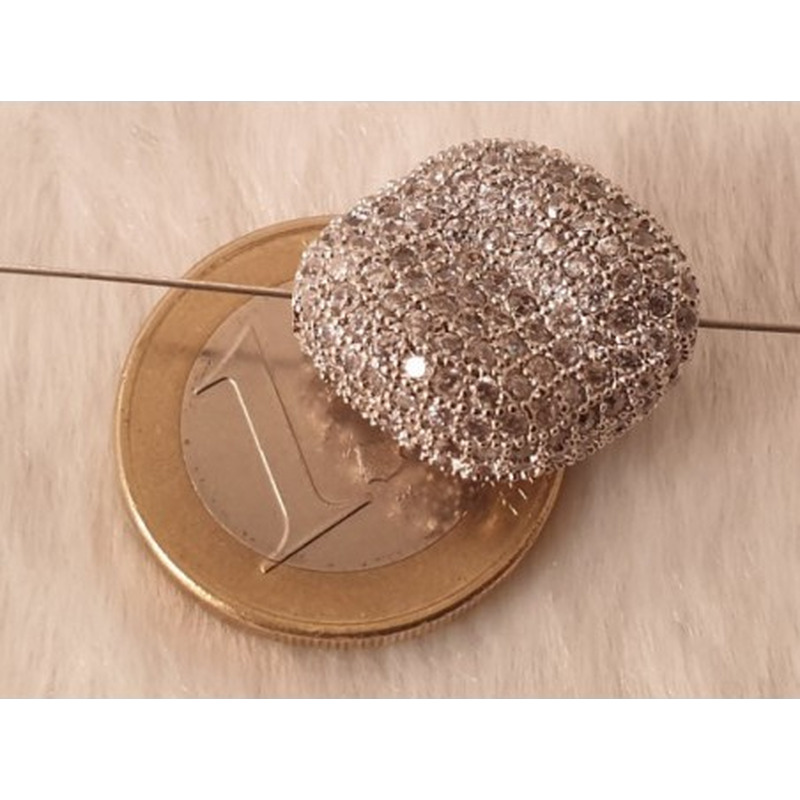 Zwischenteil Strass 17x20mm, Metall silberfarben
