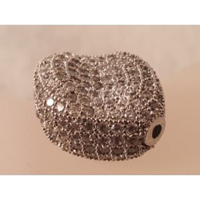 Zwischenteil Strass 17x20mm, Metall silberfarben