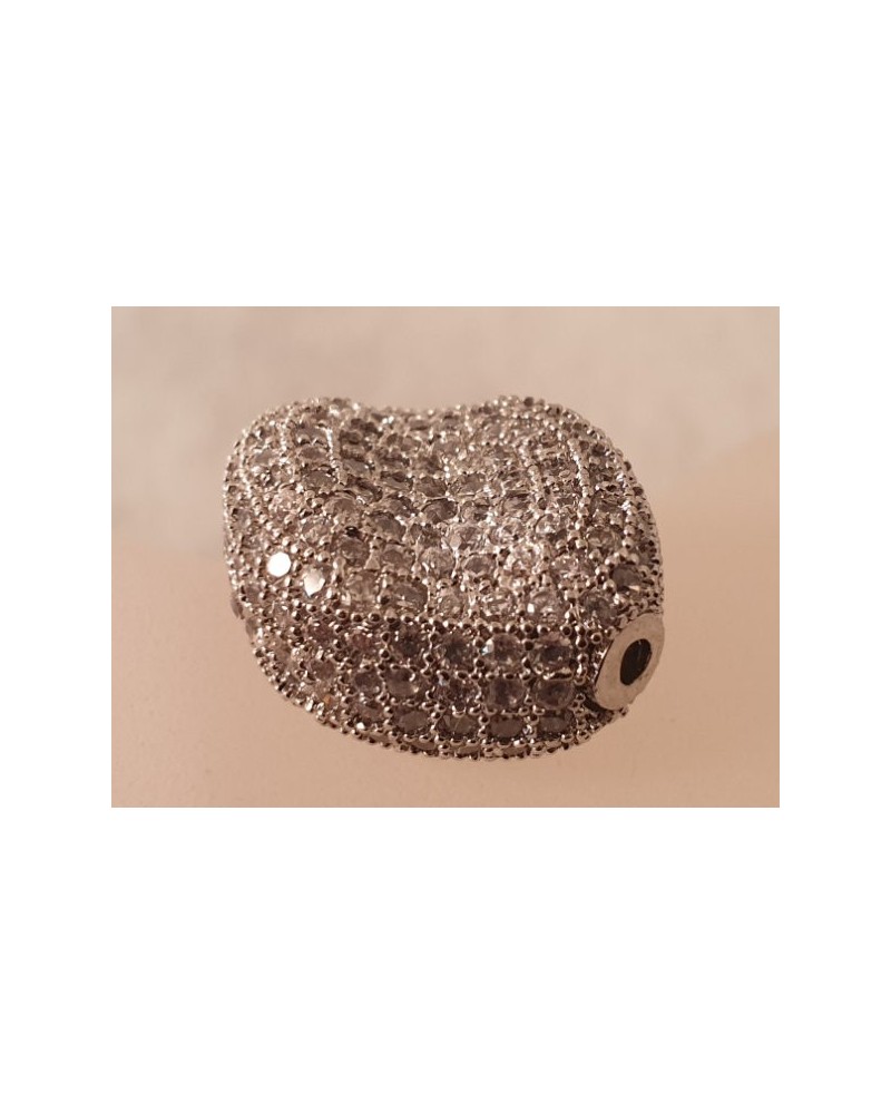 Zwischenteil Strass 17x20mm, Metall silberfarben
