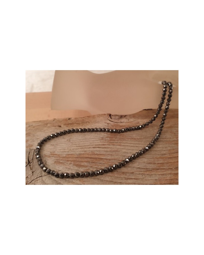 Blutsteinkette (Hämatit) 3mm facettiert