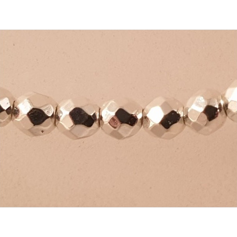 Blutsteinkette Silber (Hämatit) 3mm facettiert