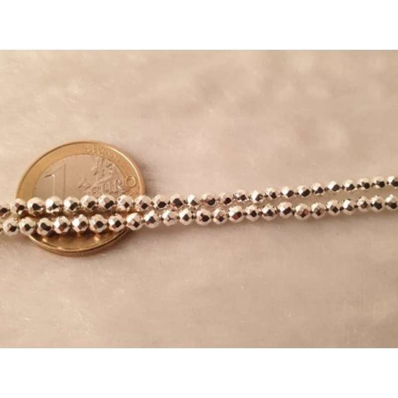 Blutsteinkette Silber (Hämatit) 3mm facettiert