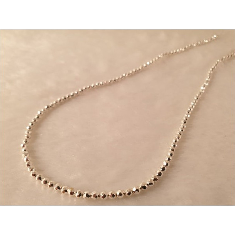 Blutsteinkette Silber (Hämatit) 3mm facettiert