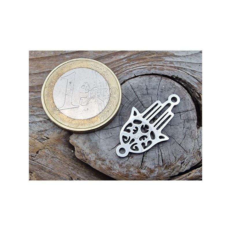 Zwischenteil-Link, Hamsa Hand 23mm, Edelstahl