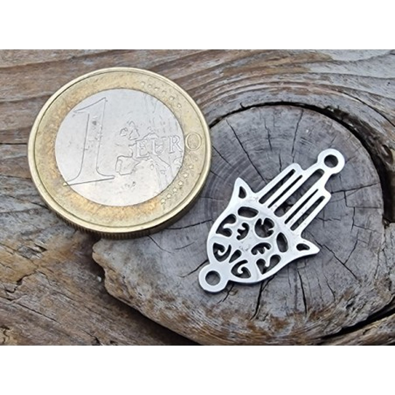 Zwischenteil-Link, Hamsa Hand 23mm, Edelstahl