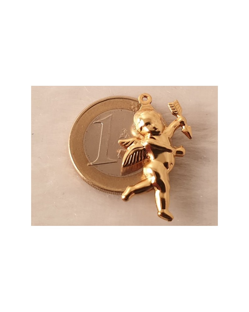 Charm Amor Engel 29mm, Edelstahl gold