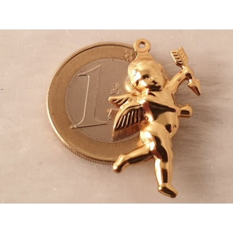 Charm Amor Engel 29mm, Edelstahl gold