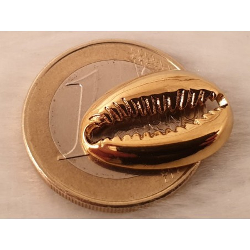 Zwischenteil-LInk Kaurimuschel 19x13x3mm, Edelstahl gold