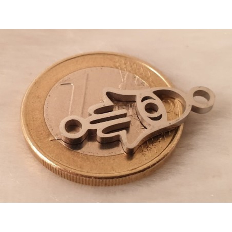 Zwischenteil-Link, Hamsa Hand 23mm, Edelstahl