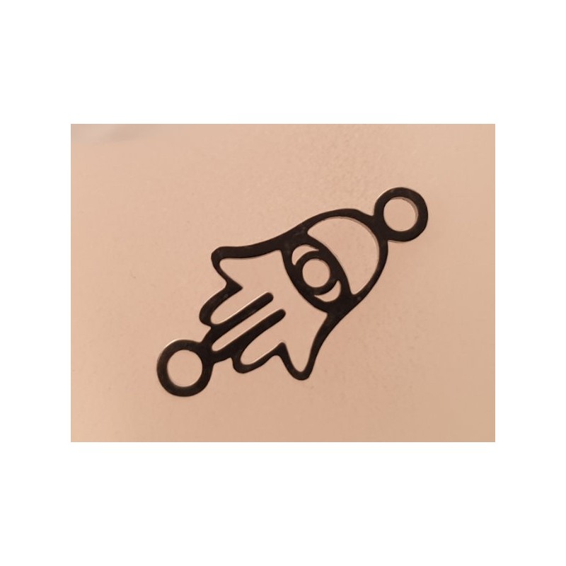 Zwischenteil-Link, Hamsa Hand 23mm, Edelstahl