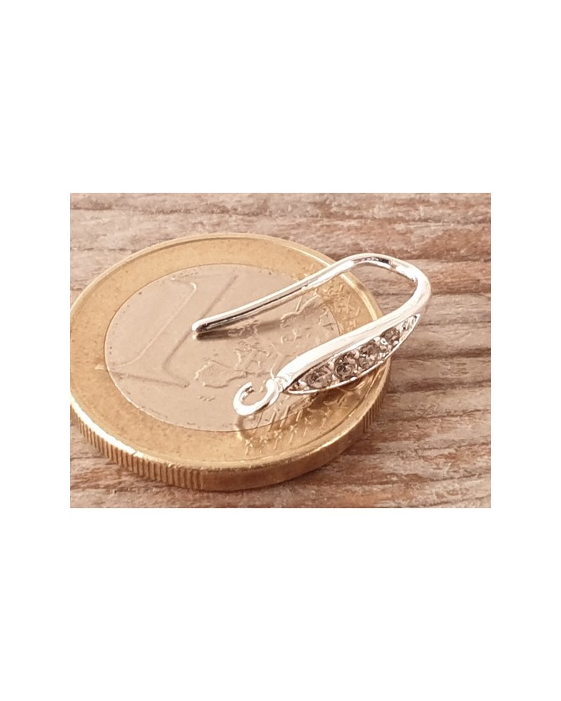Ohrhaken 18mm (2 Stk), Metall silberfarben, Strass