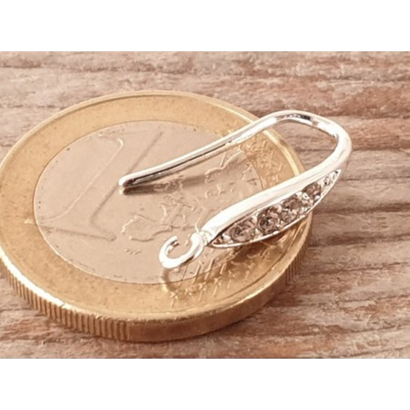 Ohrhaken 18mm (2 Stk), Metall silberfarben, Strass