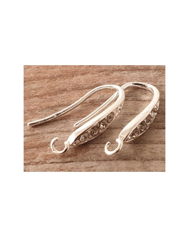 Ohrhaken 18mm (2 Stk), Metall silberfarben, Strass