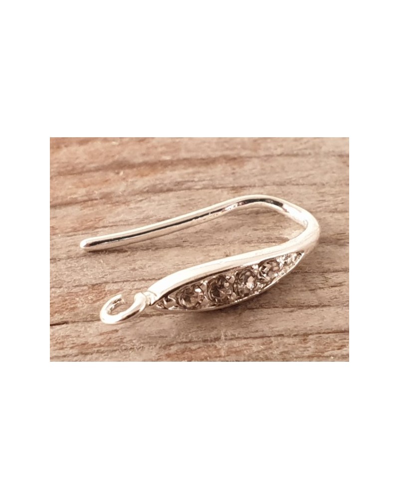 Ohrhaken 18mm (2 Stk), Metall silberfarben, Strass