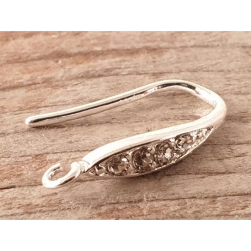 Ohrhaken 18mm (2 Stk), Metall silberfarben, Strass