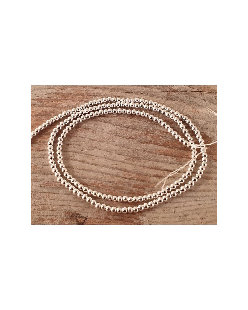 Blutsteinkette Silber (Hämatit) 2mm