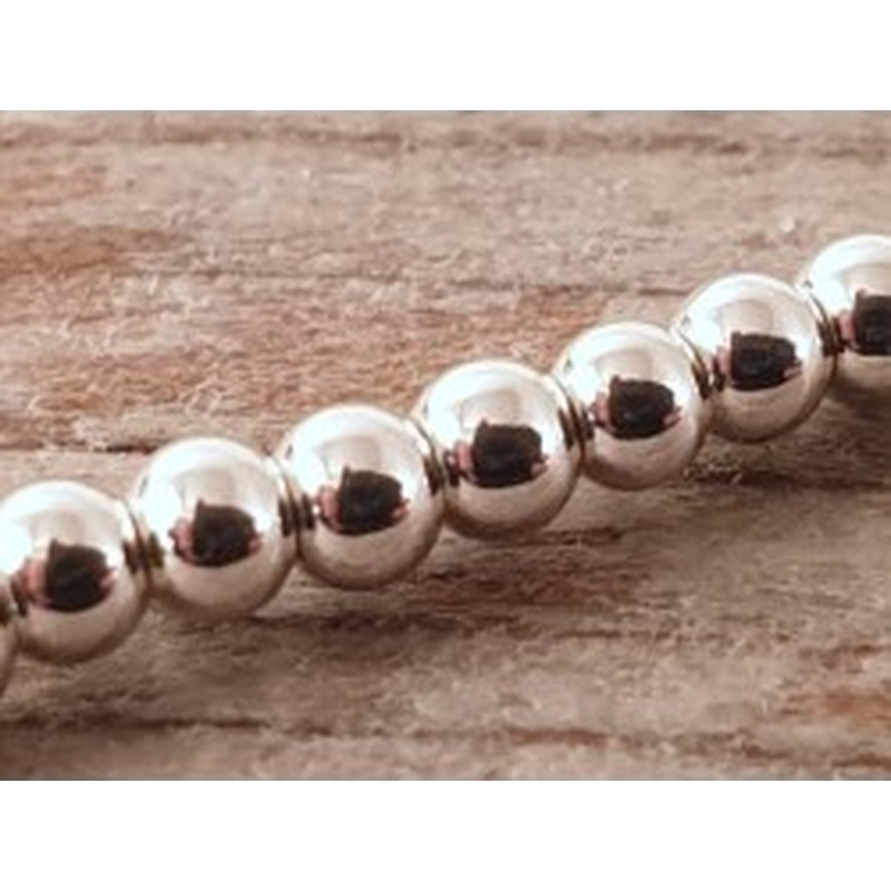 Blutsteinkette Silber (Hämatit) 2mm