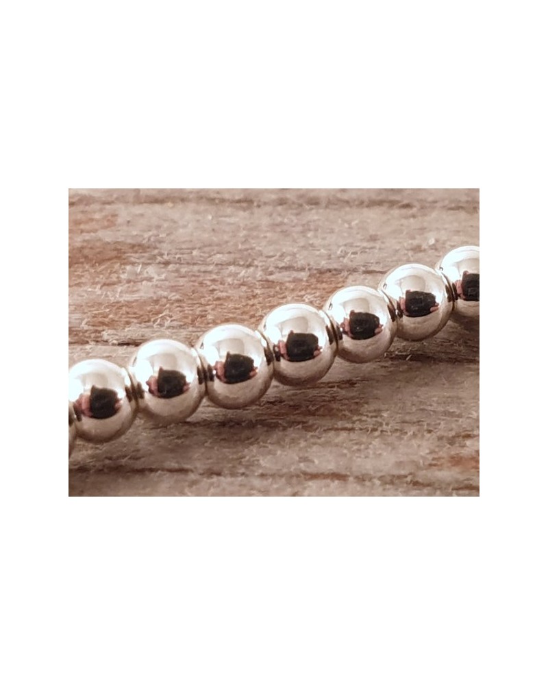 Blutsteinkette Silber (Hämatit) 2mm