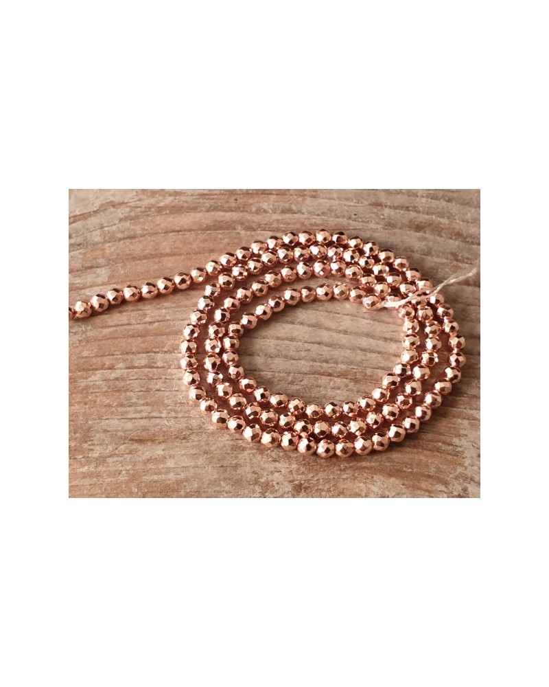 Blutsteinkette Rosegold (Hämatit) 3mm facettiert