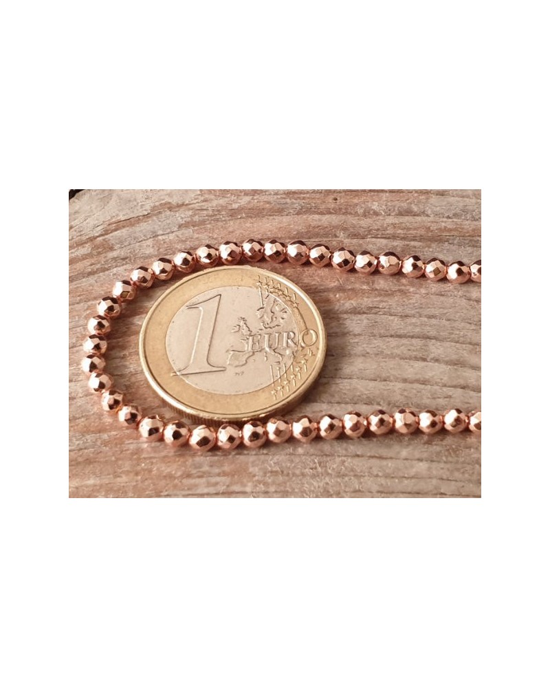 Blutsteinkette Rosegold (Hämatit) 3mm facettiert