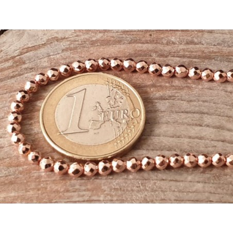 Blutsteinkette Rosegold (Hämatit) 3mm facettiert